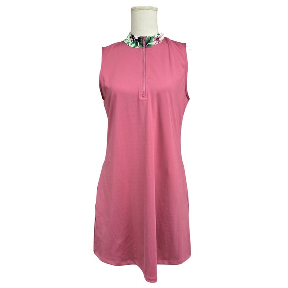 Tommy Bahama Dresses & Skirts - Tommy Bahama Golf Sleeveless Quarter Zip Floral Collar Dress Pink Women's Size L